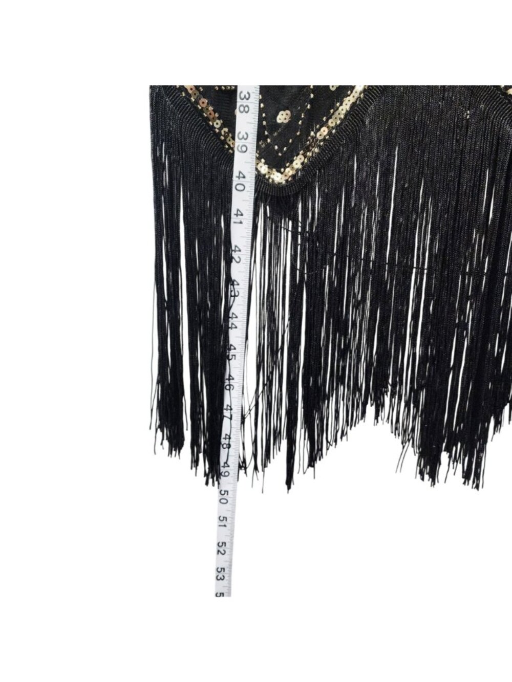 Vintage-Inspired Black & Gold Sequin Fringe Flapper Dress Size XXL Art Deco Part - Picture 3 of 6